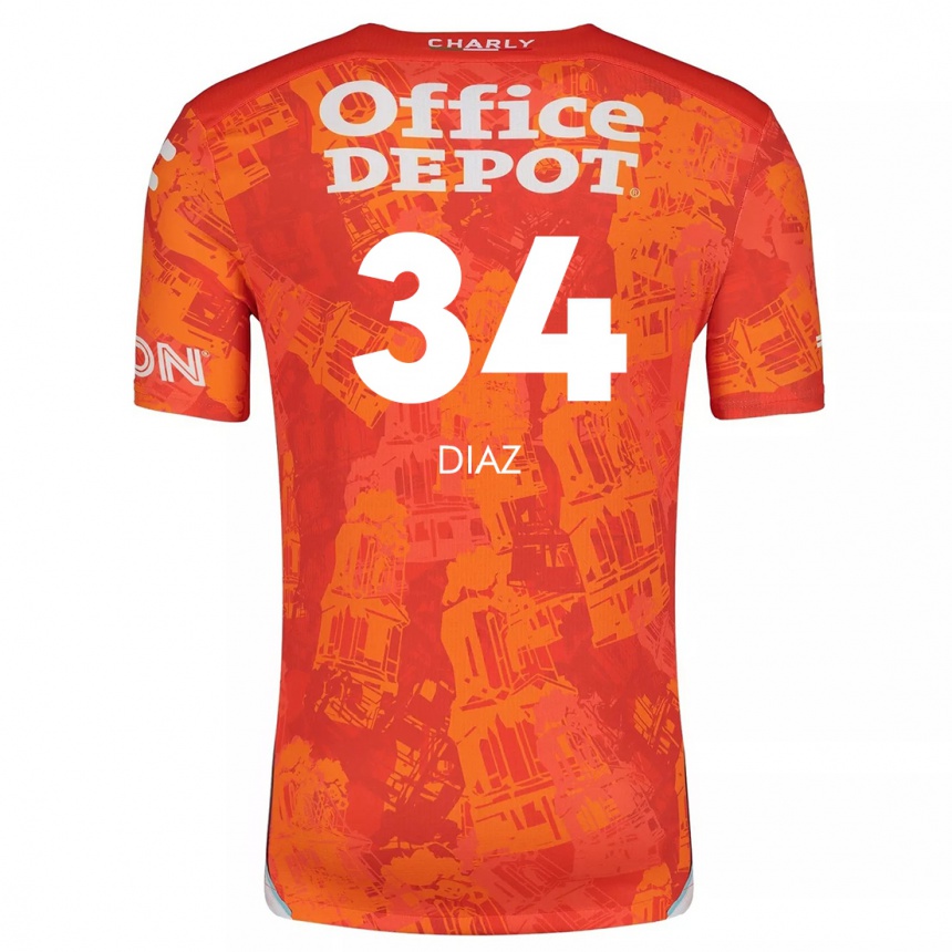 Niño Fútbol Camiseta Karen Díaz #34 Naranja Blanco 2ª Equipación 2024/25 Argentina