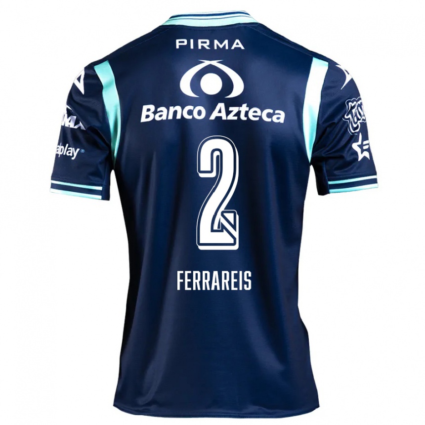 Niño Fútbol Camiseta Gustavo Ferrareis #2 Azul Marino 2ª Equipación 2024/25 Argentina