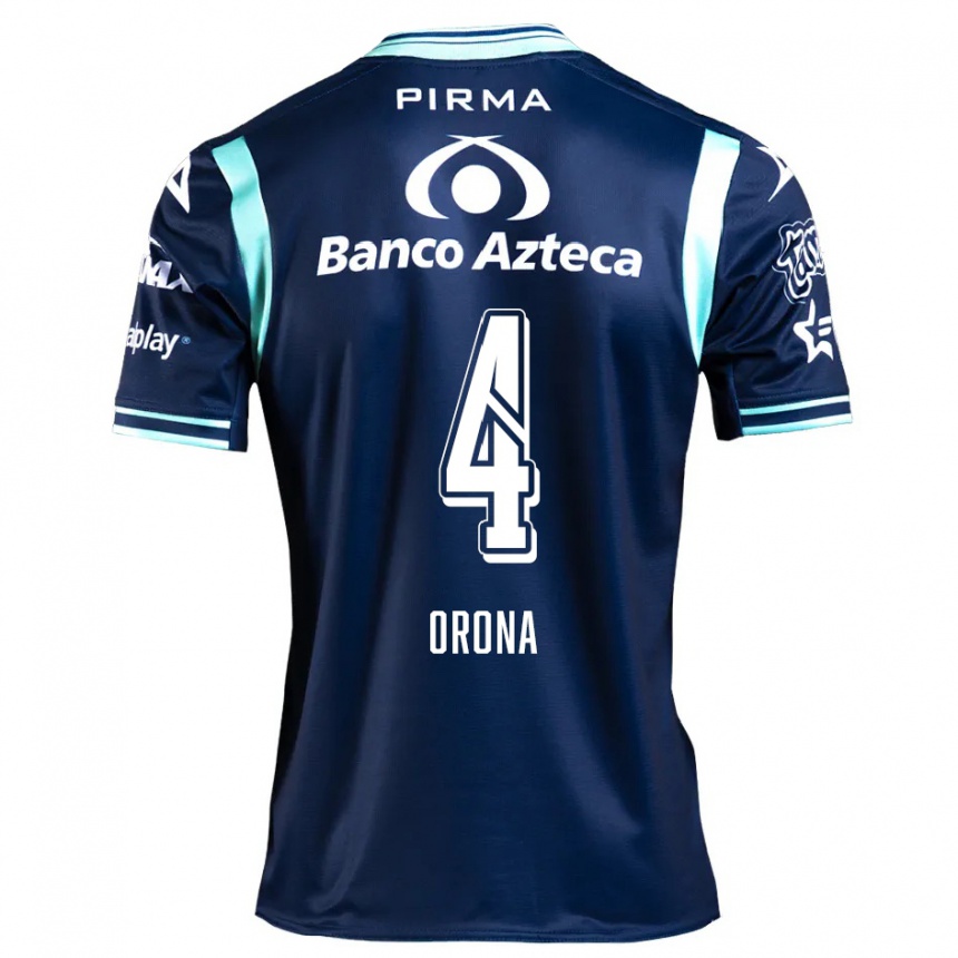 Niño Fútbol Camiseta Efraín Orona #4 Azul Marino 2ª Equipación 2024/25 Argentina