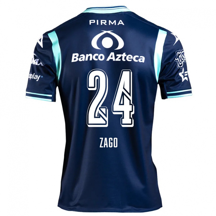 Niño Fútbol Camiseta Diego Zago #24 Azul Marino 2ª Equipación 2024/25 Argentina