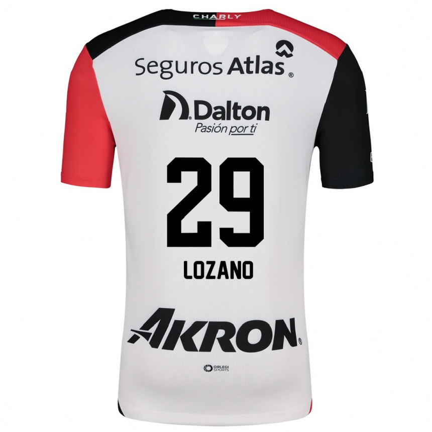 Niño Fútbol Camiseta Brian Lozano #29 Blanco Rojo Negro 2ª Equipación 2024/25 Argentina