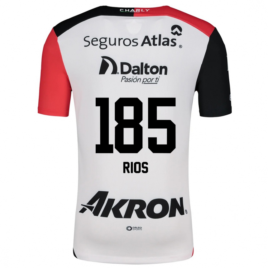 Niño Fútbol Camiseta Víctor Ríos #185 Blanco Rojo Negro 2ª Equipación 2024/25 Argentina