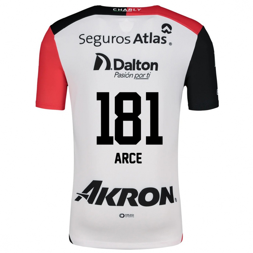 Niño Fútbol Camiseta Edson Arce #181 Blanco Rojo Negro 2ª Equipación 2024/25 Argentina