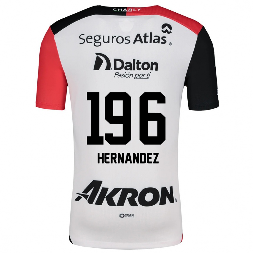 Niño Fútbol Camiseta Miguel Hernández #196 Blanco Rojo Negro 2ª Equipación 2024/25 Argentina