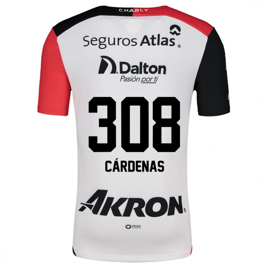 Niño Fútbol Camiseta Rodrigo Cárdenas #308 Blanco Rojo Negro 2ª Equipación 2024/25 Argentina