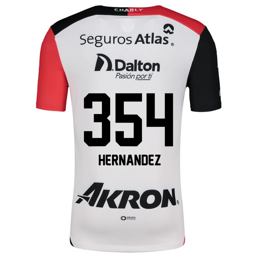 Niño Fútbol Camiseta Daniel Hernández #354 Blanco Rojo Negro 2ª Equipación 2024/25 Argentina