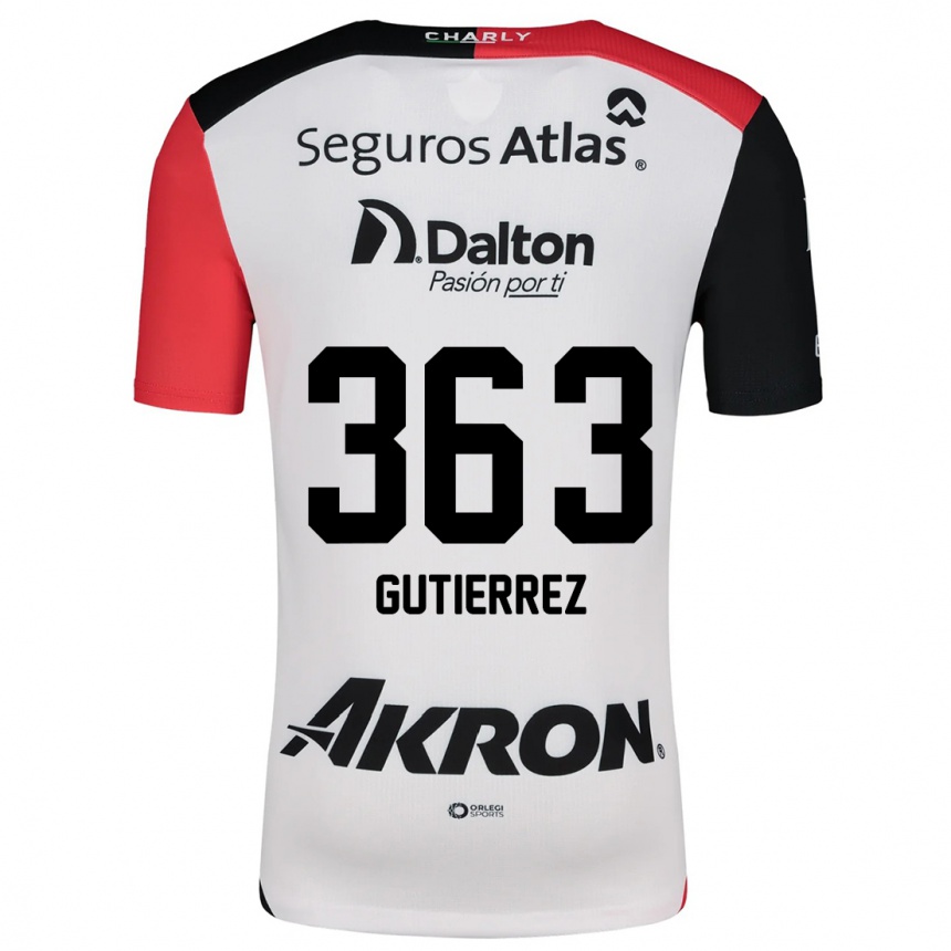 Niño Fútbol Camiseta Orlando Gutiérrez #363 Blanco Rojo Negro 2ª Equipación 2024/25 Argentina