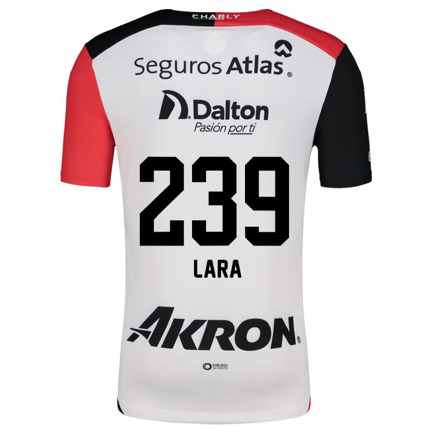 Niño Fútbol Camiseta Guadalupe Lara #239 Blanco Rojo Negro 2ª Equipación 2024/25 Argentina