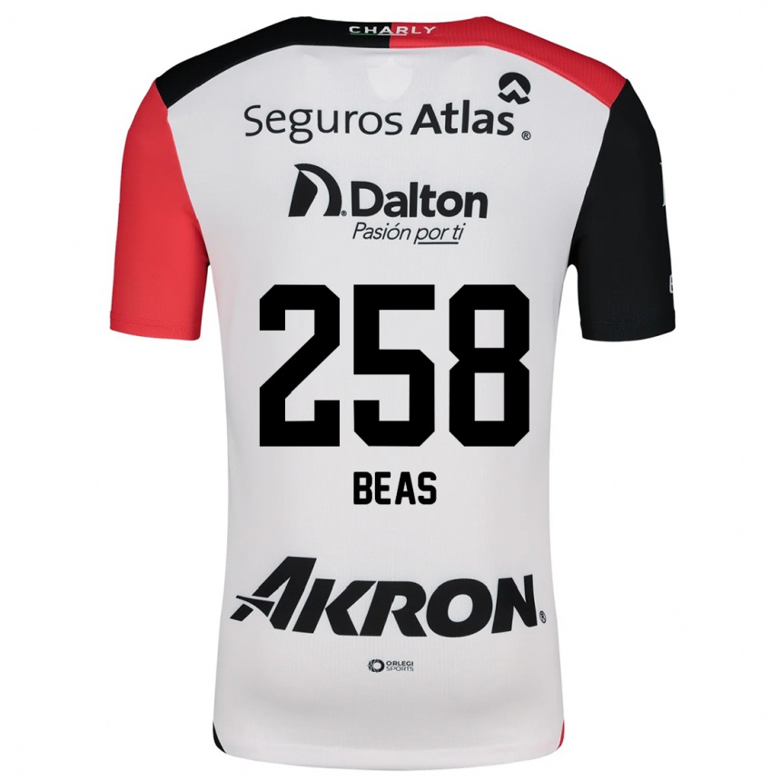 Niño Fútbol Camiseta Álvaro Beas #258 Blanco Rojo Negro 2ª Equipación 2024/25 Argentina