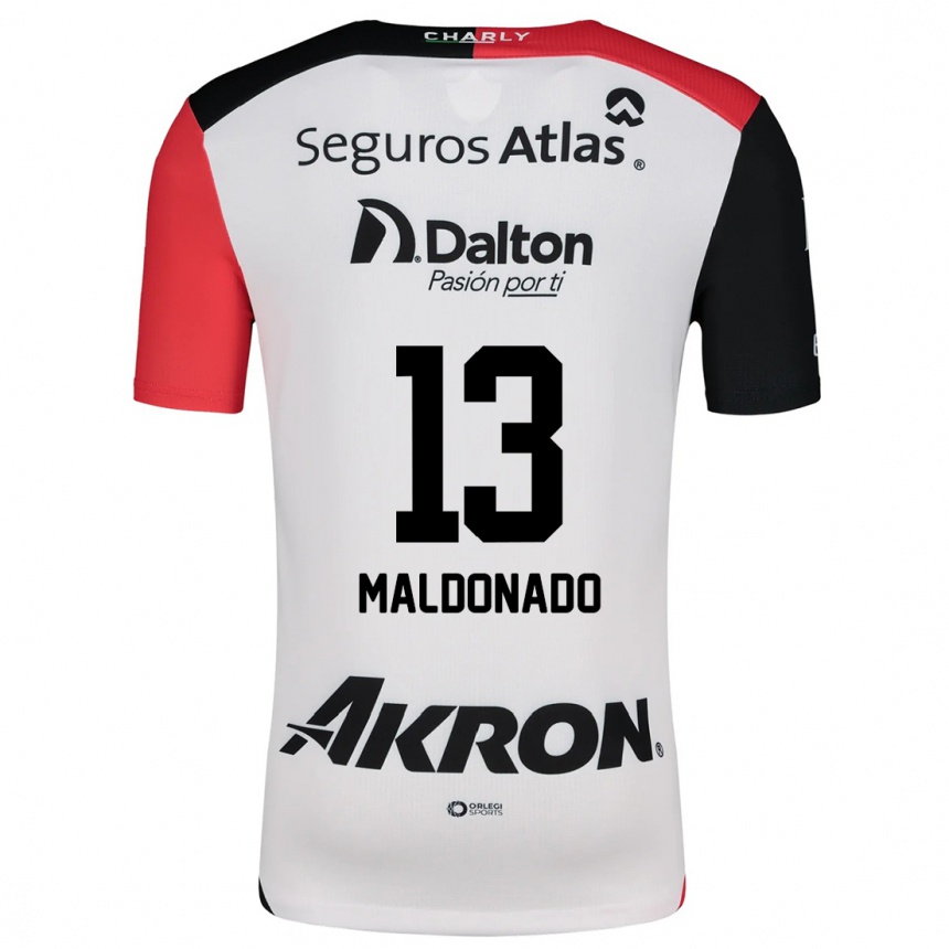 Niño Fútbol Camiseta Maritza Maldonado #13 Blanco Rojo Negro 2ª Equipación 2024/25 Argentina