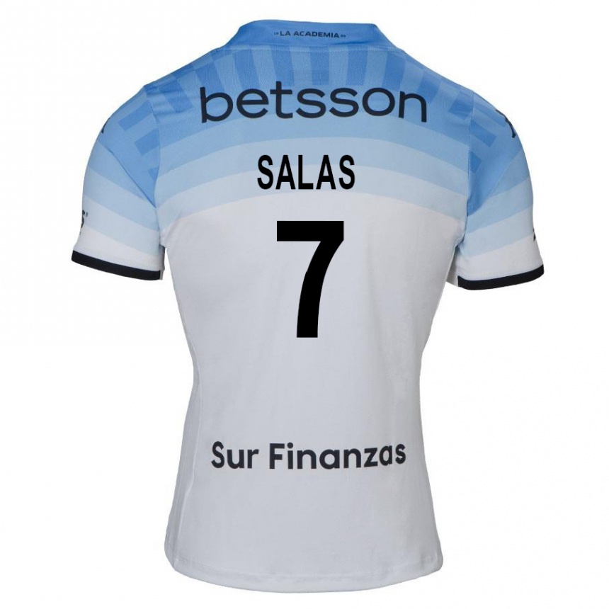 Niño Fútbol Camiseta Maximiliano Salas #7 Blanco Azul Negro 2ª Equipación 2024/25 Argentina