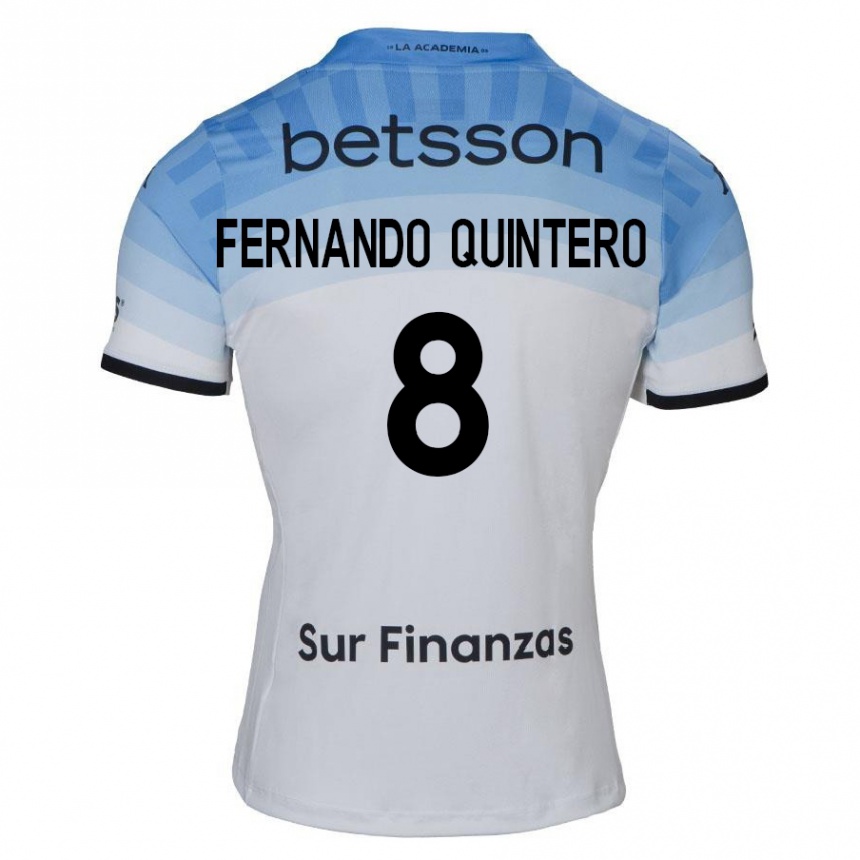 Niño Fútbol Camiseta Juan Fernando Quintero #8 Blanco Azul Negro 2ª Equipación 2024/25 Argentina