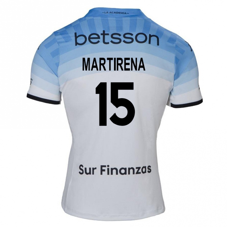 Niño Fútbol Camiseta Gastón Martirena #15 Blanco Azul Negro 2ª Equipación 2024/25 Argentina