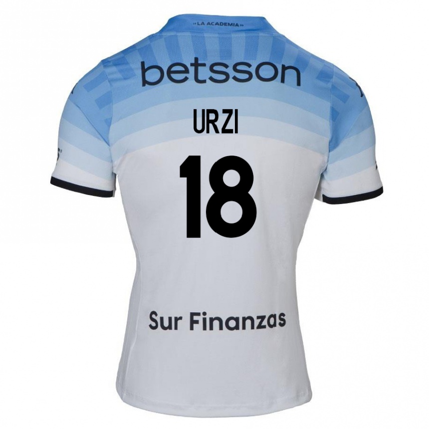 Niño Fútbol Camiseta Agustín Urzi #18 Blanco Azul Negro 2ª Equipación 2024/25 Argentina