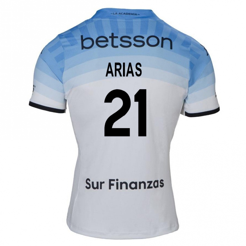 Niño Fútbol Camiseta Gabriel Arias #21 Blanco Azul Negro 2ª Equipación 2024/25 Argentina