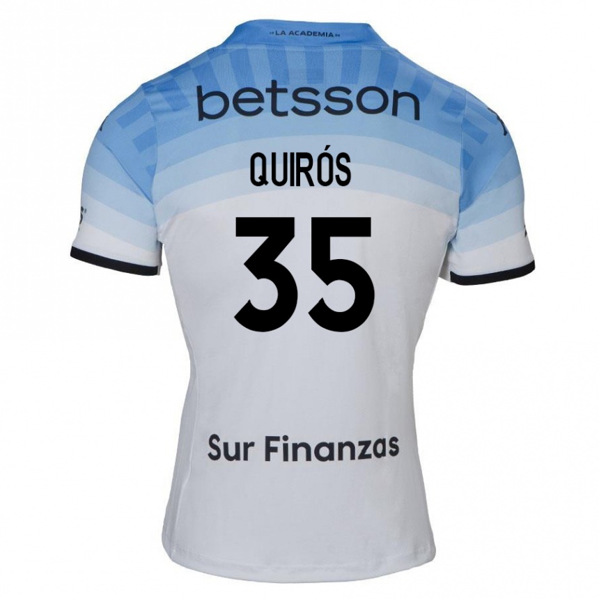 Niño Fútbol Camiseta Santiago Quirós #35 Blanco Azul Negro 2ª Equipación 2024/25 Argentina