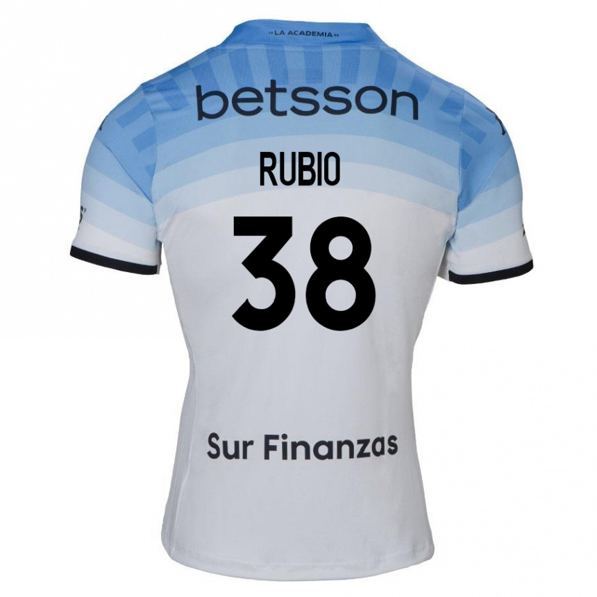 Niño Fútbol Camiseta Tobías Rubio #38 Blanco Azul Negro 2ª Equipación 2024/25 Argentina