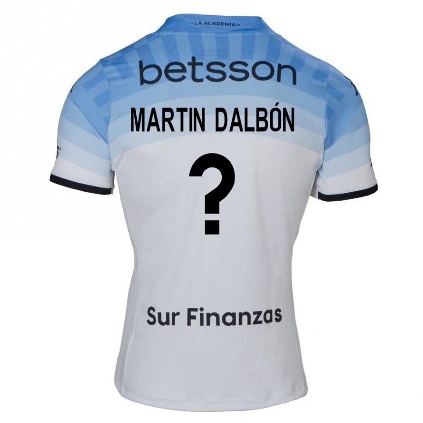 Niño Fútbol Camiseta Juan Martin Dalbón #0 Blanco Azul Negro 2ª Equipación 2024/25 Argentina