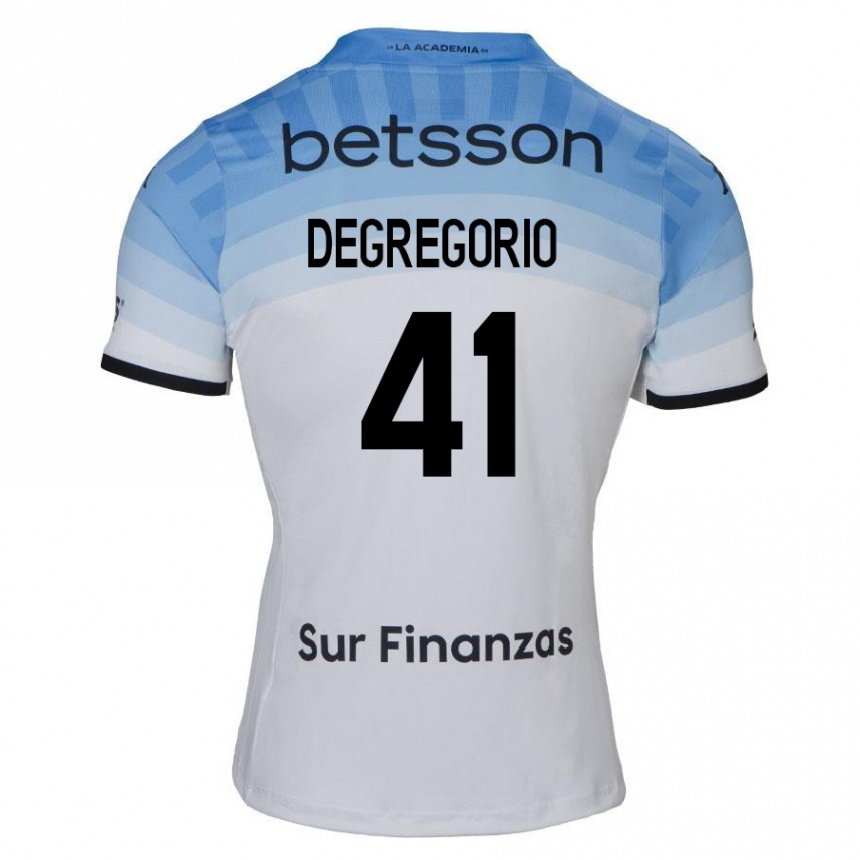 Niño Fútbol Camiseta Ramiro Degregorio #41 Blanco Azul Negro 2ª Equipación 2024/25 Argentina