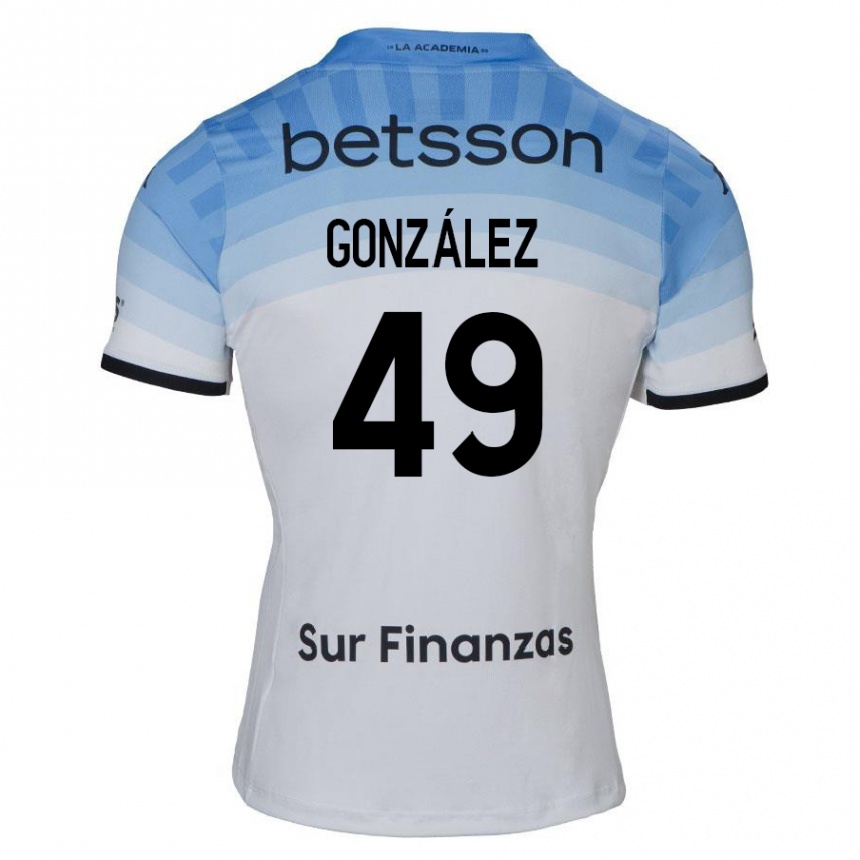 Niño Fútbol Camiseta David González #49 Blanco Azul Negro 2ª Equipación 2024/25 Argentina