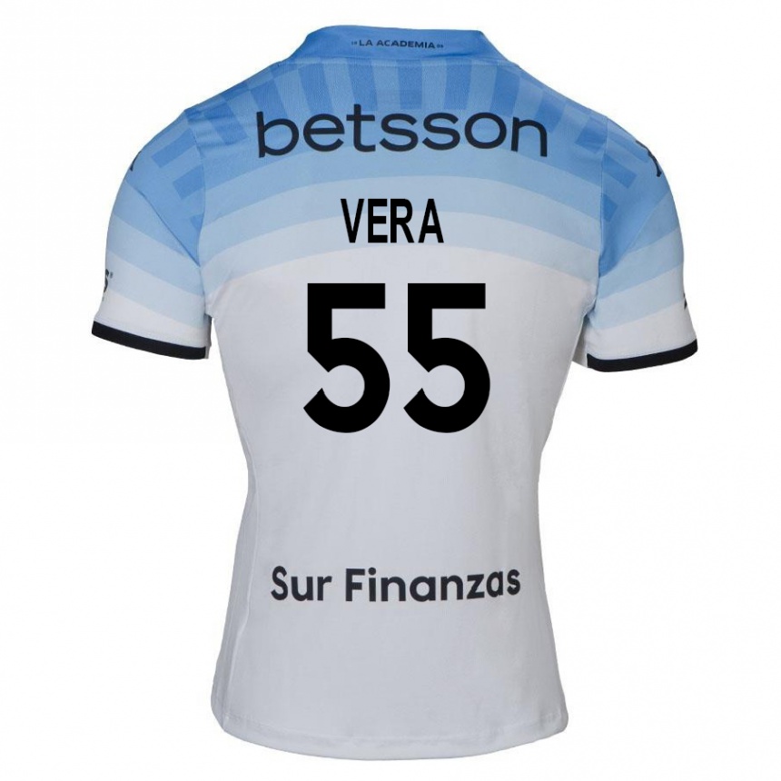 Niño Fútbol Camiseta Santino Vera #55 Blanco Azul Negro 2ª Equipación 2024/25 Argentina