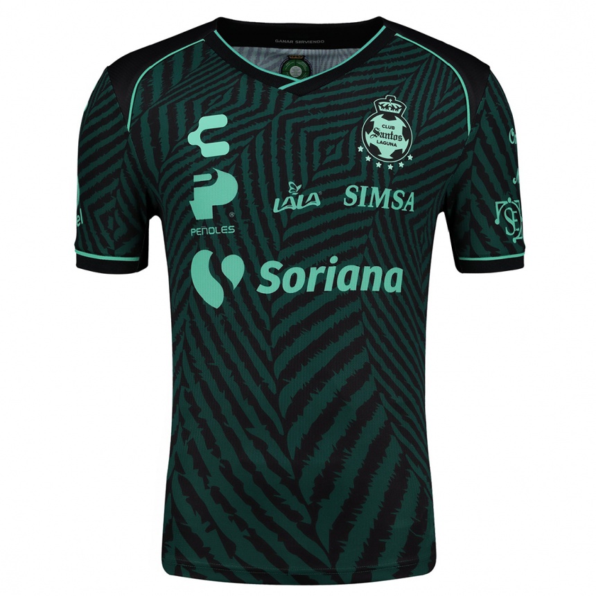 Niño Fútbol Camiseta Lourdes De León #4 Verde Negro 2ª Equipación 2024/25 Argentina