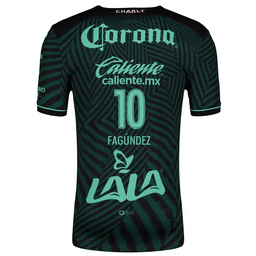 Niño Fútbol Camiseta Franco Fagúndez #10 Verde Negro 2ª Equipación 2024/25 Argentina