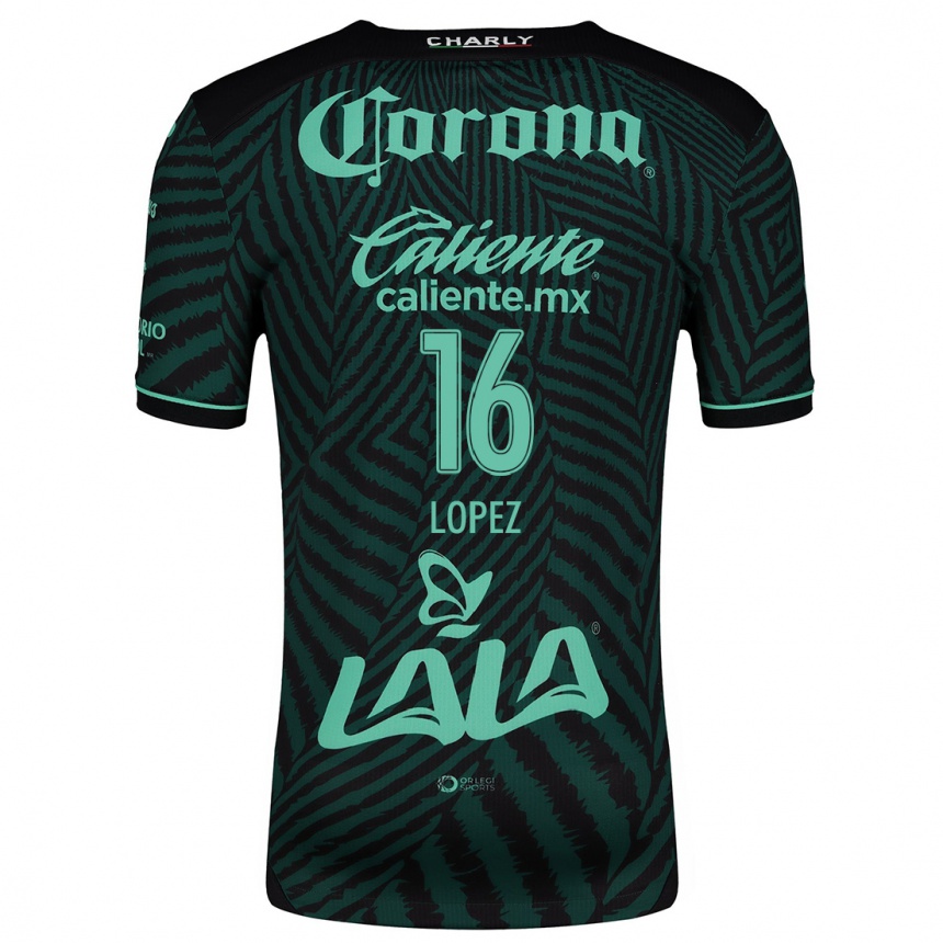 Niño Fútbol Camiseta Aldo López #16 Verde Negro 2ª Equipación 2024/25 Argentina