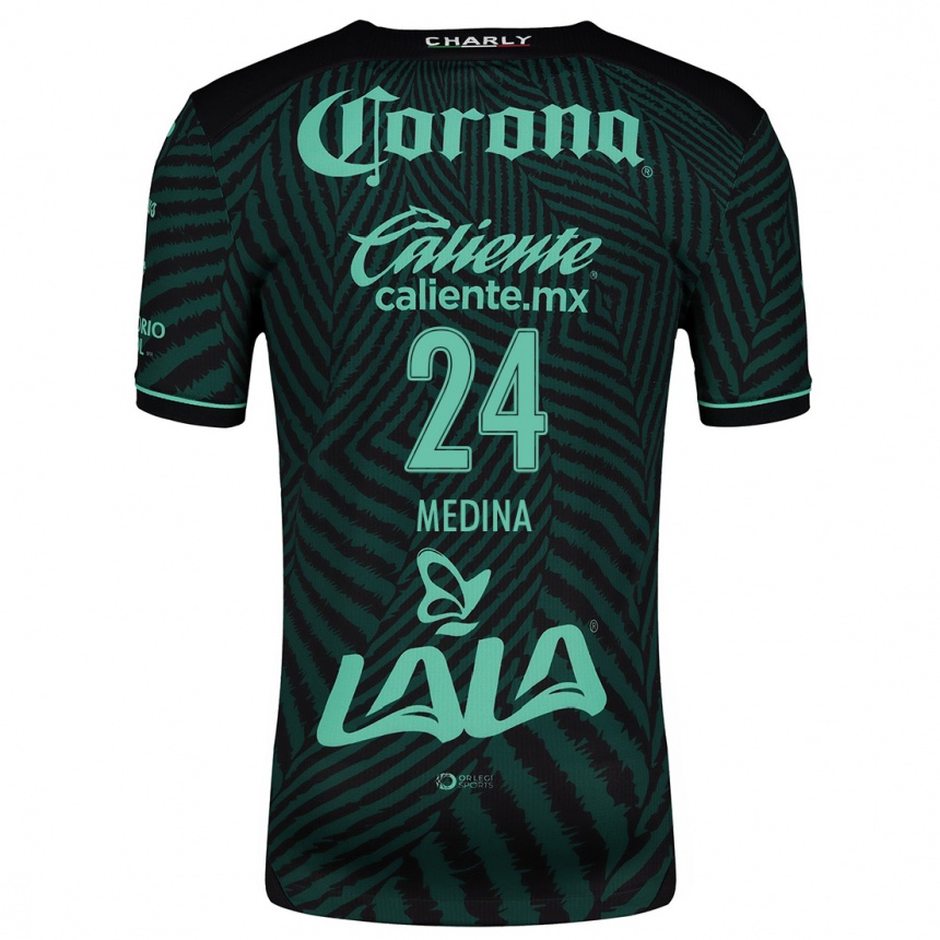 Niño Fútbol Camiseta Diego Medina #24 Verde Negro 2ª Equipación 2024/25 Argentina