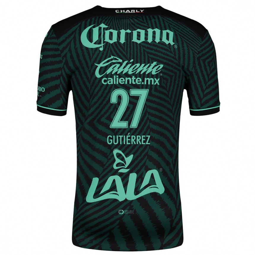 Niño Fútbol Camiseta Luis Gutiérrez #27 Verde Negro 2ª Equipación 2024/25 Argentina