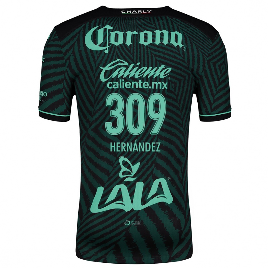 Niño Fútbol Camiseta Julio Hernández #309 Verde Negro 2ª Equipación 2024/25 Argentina