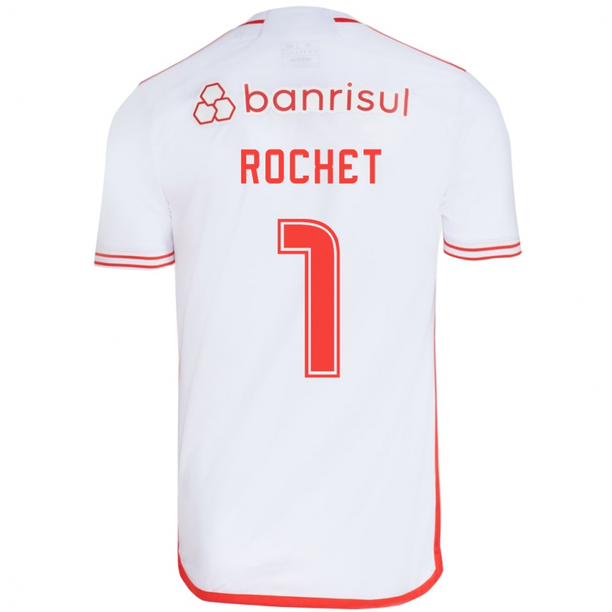 Niño Fútbol Camiseta Sergio Rochet #1 Blanco Rojo 2ª Equipación 2024/25 Argentina