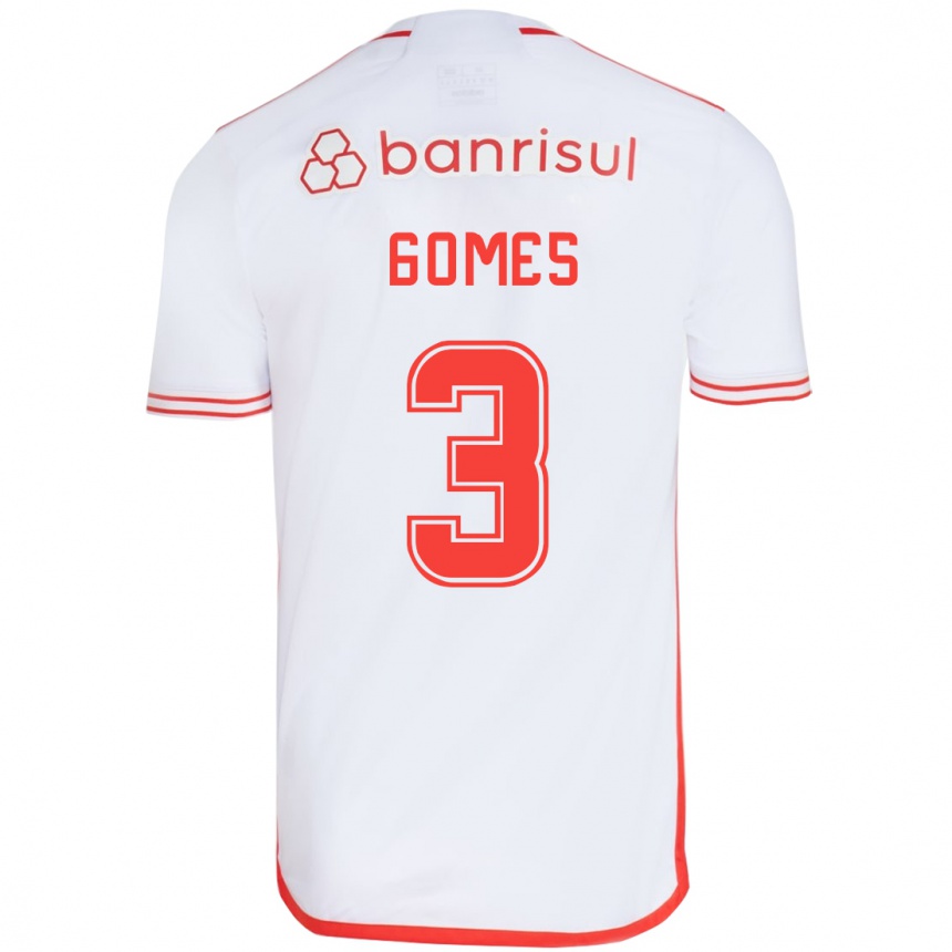 Niño Fútbol Camiseta Igor Gomes #3 Blanco Rojo 2ª Equipación 2024/25 Argentina