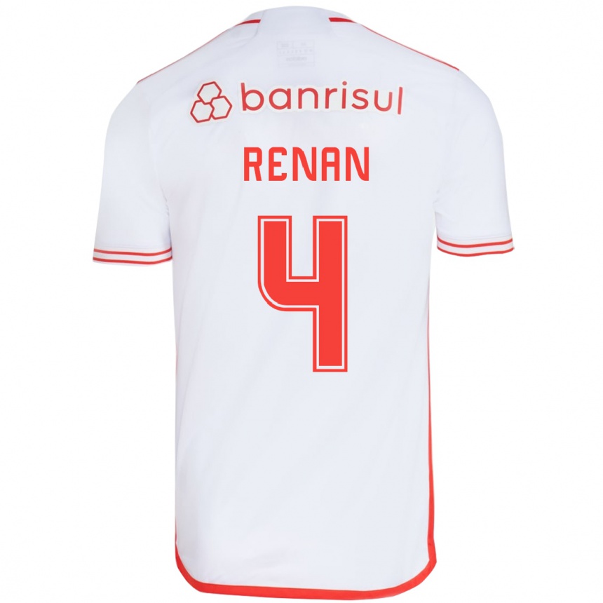 Niño Fútbol Camiseta Robert Renan #4 Blanco Rojo 2ª Equipación 2024/25 Argentina