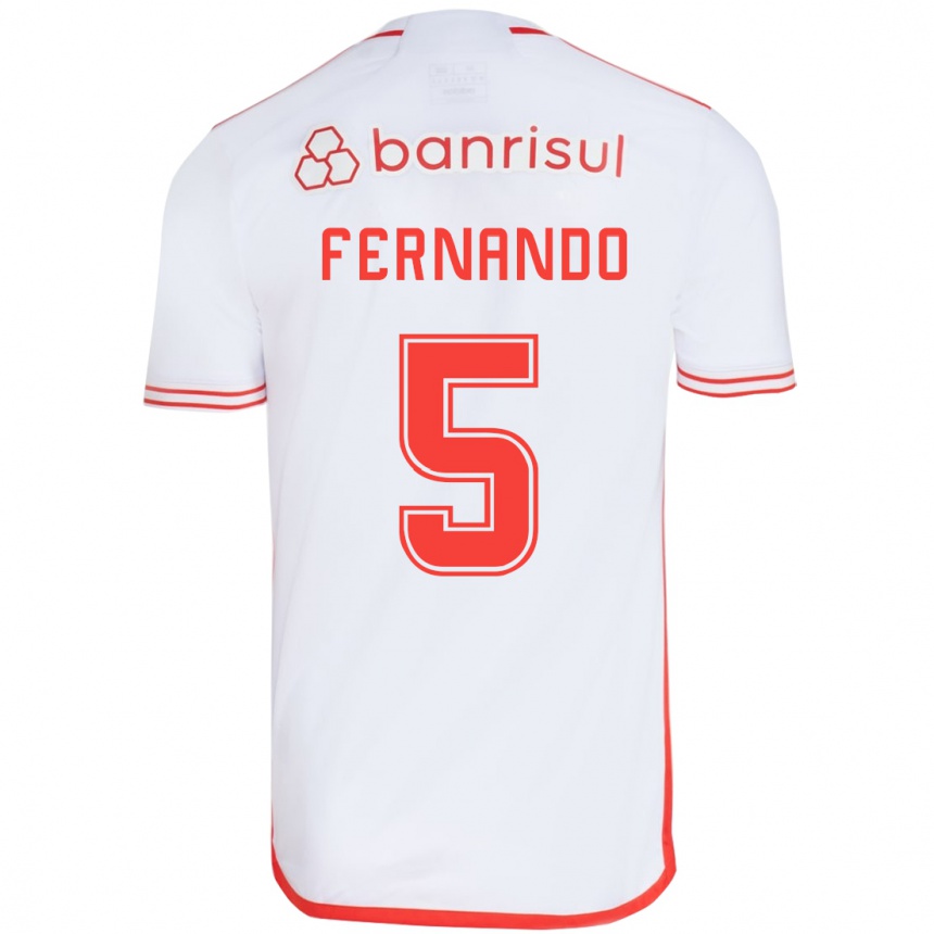 Niño Fútbol Camiseta Fernando #5 Blanco Rojo 2ª Equipación 2024/25 Argentina