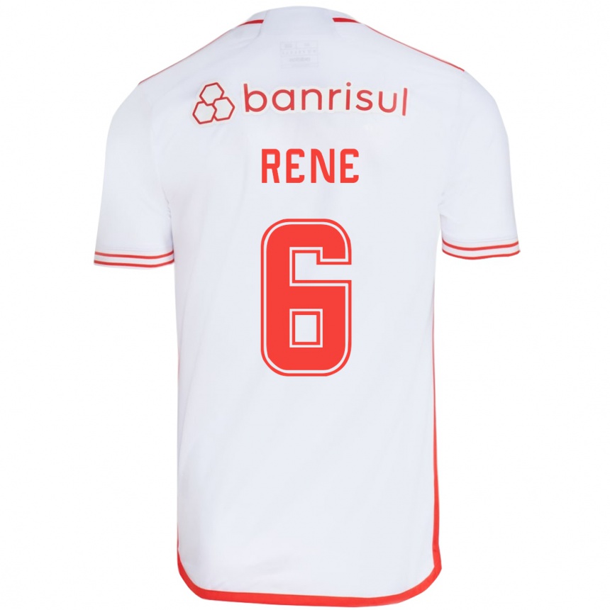 Niño Fútbol Camiseta Renê #6 Blanco Rojo 2ª Equipación 2024/25 Argentina