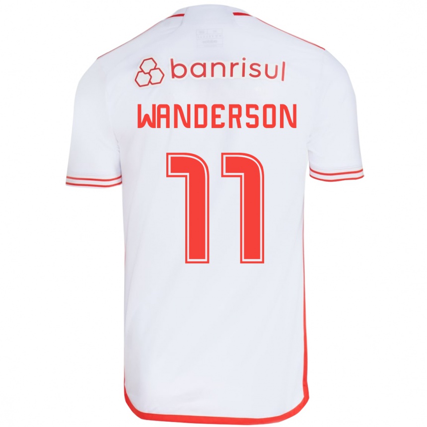 Niño Fútbol Camiseta Wanderson #11 Blanco Rojo 2ª Equipación 2024/25 Argentina