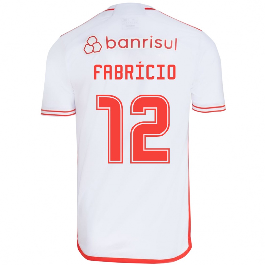 Niño Fútbol Camiseta Fabrício #12 Blanco Rojo 2ª Equipación 2024/25 Argentina