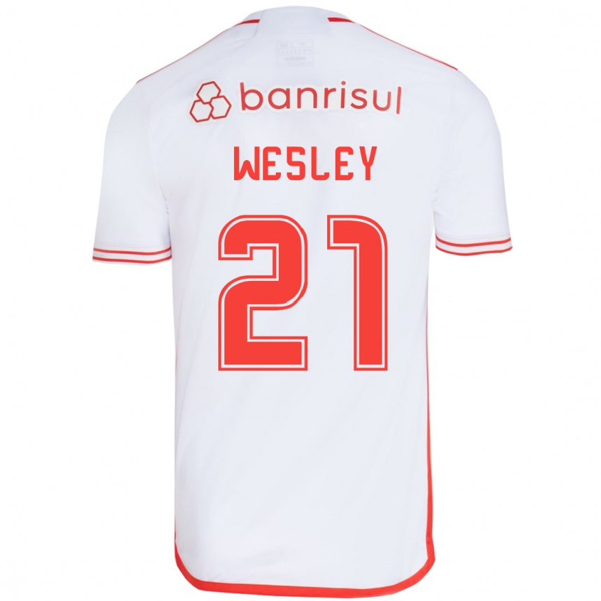 Niño Fútbol Camiseta Wesley #21 Blanco Rojo 2ª Equipación 2024/25 Argentina