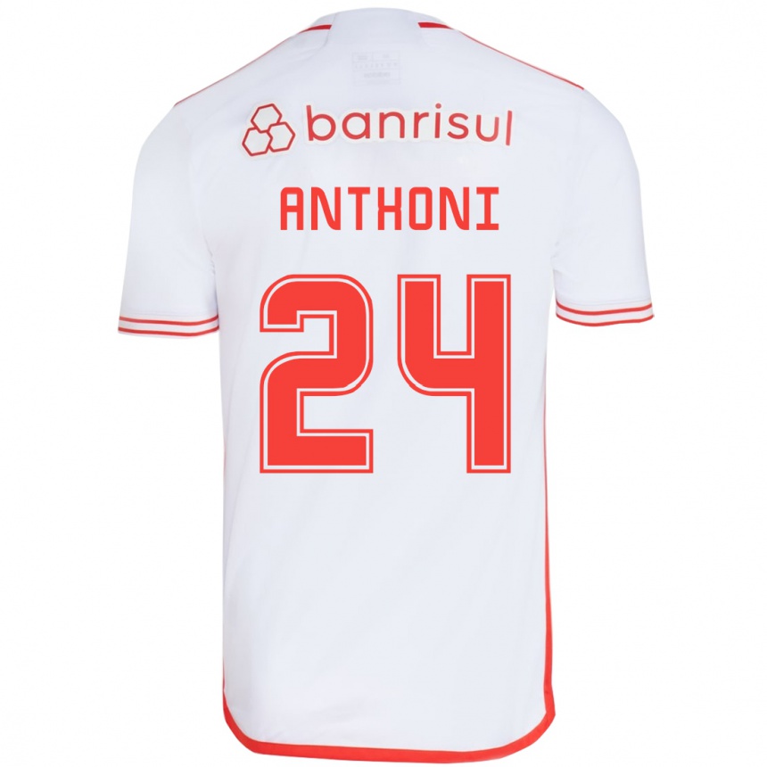 Niño Fútbol Camiseta Anthoni #24 Blanco Rojo 2ª Equipación 2024/25 Argentina