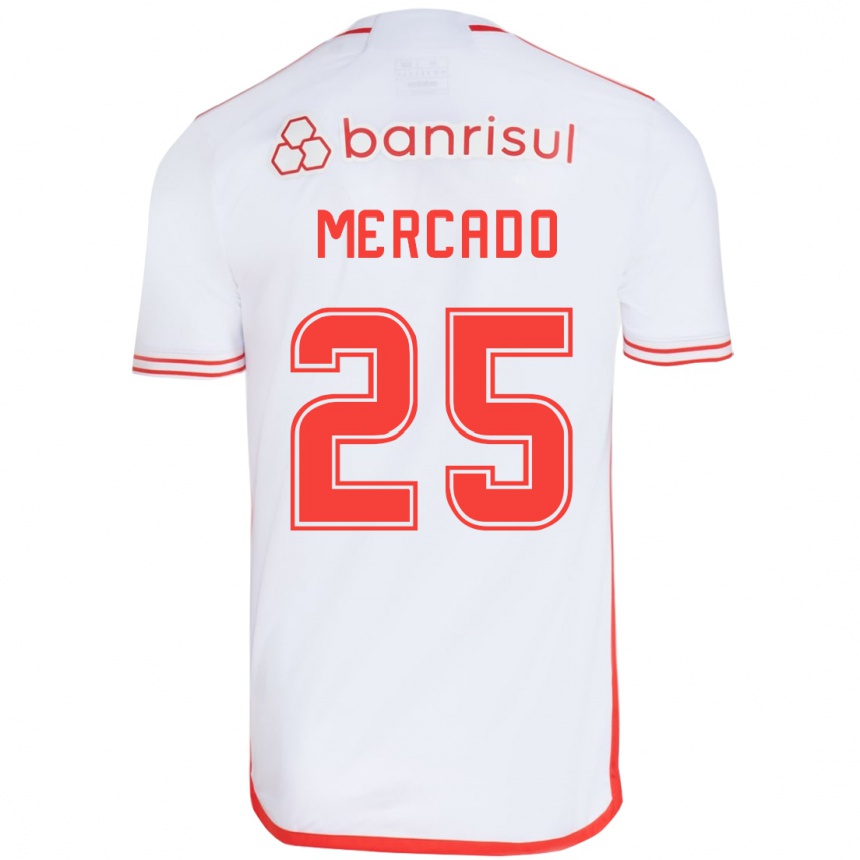 Niño Fútbol Camiseta Gabriel Mercado #25 Blanco Rojo 2ª Equipación 2024/25 Argentina