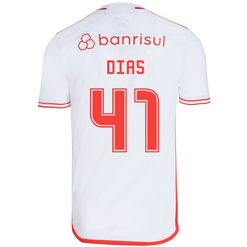 Niño Fútbol Camiseta Matheus Dias #41 Blanco Rojo 2ª Equipación 2024/25 Argentina