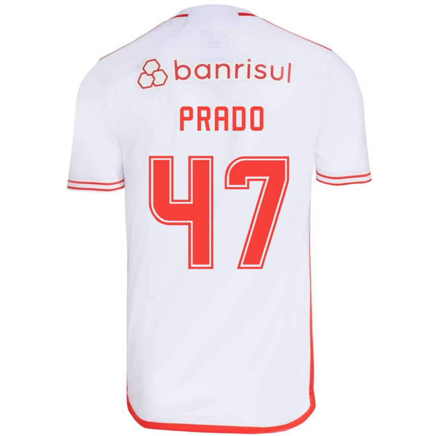 Niño Fútbol Camiseta Gustavo Prado #47 Blanco Rojo 2ª Equipación 2024/25 Argentina