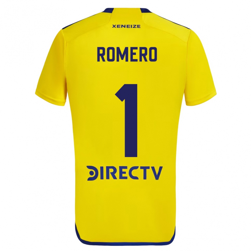 Niño Fútbol Camiseta Sergio Romero #1 Amarillo Azul 2ª Equipación 2024/25 Argentina