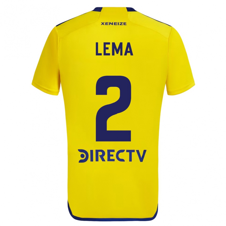 Niño Fútbol Camiseta Cristian Lema #2 Amarillo Azul 2ª Equipación 2024/25 Argentina