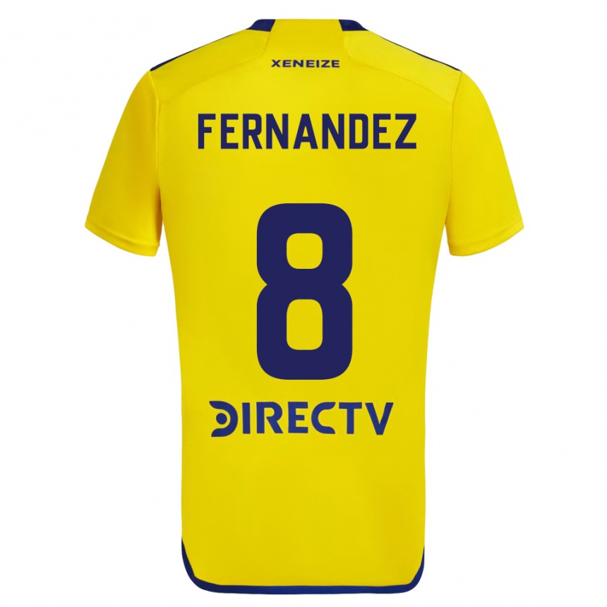 Niño Fútbol Camiseta Pol Fernández #8 Amarillo Azul 2ª Equipación 2024/25 Argentina