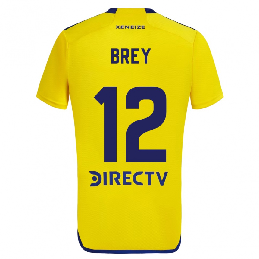 Niño Fútbol Camiseta Leandro Brey #12 Amarillo Azul 2ª Equipación 2024/25 Argentina