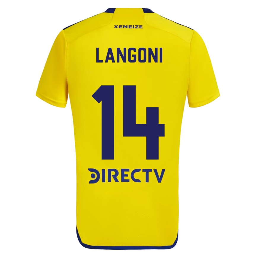 Niño Fútbol Camiseta Luca Langoni #14 Amarillo Azul 2ª Equipación 2024/25 Argentina