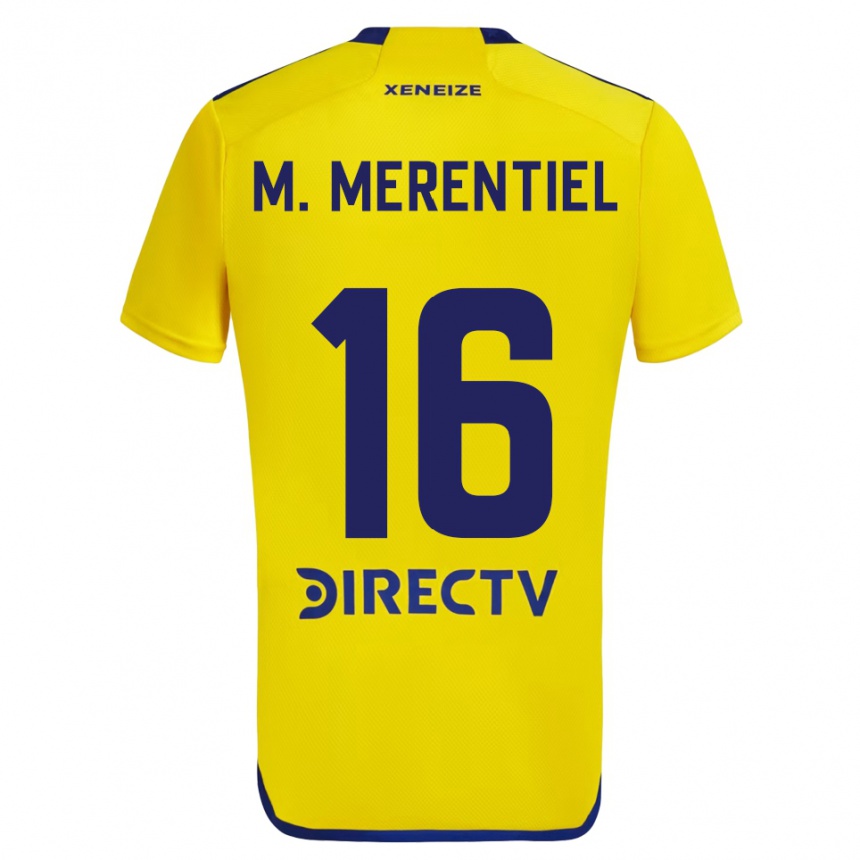 Niño Fútbol Camiseta Miguel Merentiel #16 Amarillo Azul 2ª Equipación 2024/25 Argentina