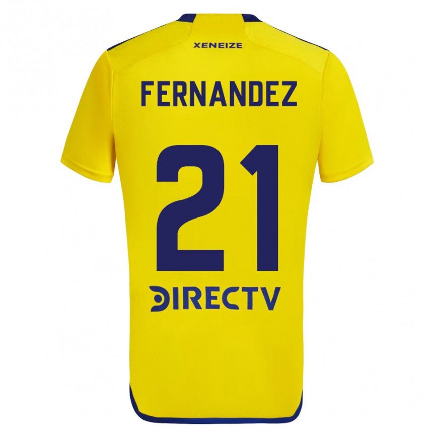 Niño Fútbol Camiseta Ezequiel Fernández #21 Amarillo Azul 2ª Equipación 2024/25 Argentina